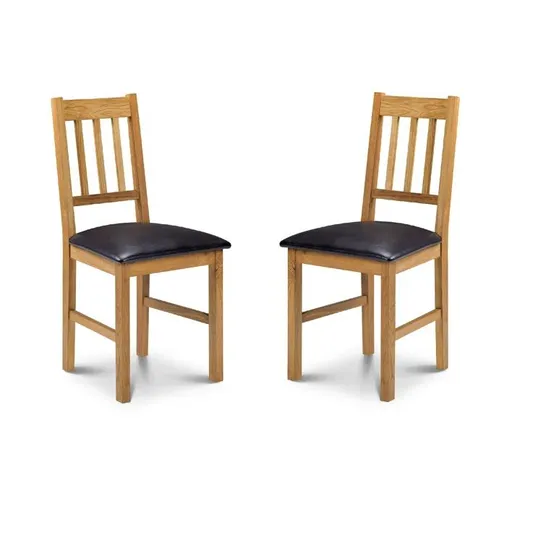 BOXED PAIR CARMEL SLAT BACK SIDE CHAIRS OILED OAK (SET OF 2 IN 1 BOX)