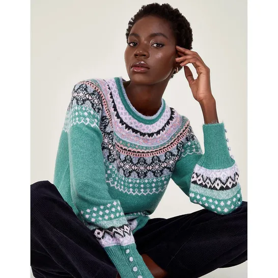 MONSOON FIFI FAIRISLE JUMPER- TEAL XL