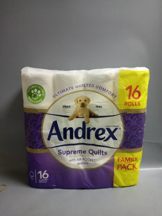 PACK OF 16 ANDREX SUPREME QUILTS TOILET ROLLS