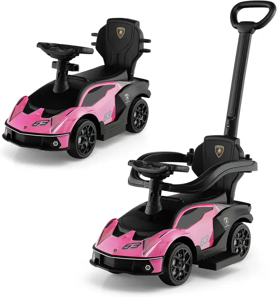 BOXED KIDS LICENSED LAMBORGHINI RIDE ON CAR WITH PUSH HANDLE - PINK