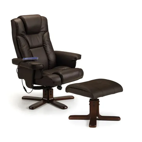 BOXED LANKFORD MASSAGE MANUAL SWIVEL RECLINER WITH FOOTSTOOL - BROWN (1 BOX)