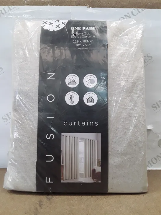 BRAND NEW FUSION ONE PAIR DIM OUT EYELET CURTAINS STRATA - 228CM - 183CM 