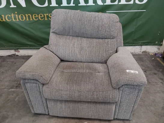 QUALITY BRITISH DESIGNER G PLAN BURFORD POWER RECLINING SNUGGLER CHAIR COPPICE ASH FABRIC 