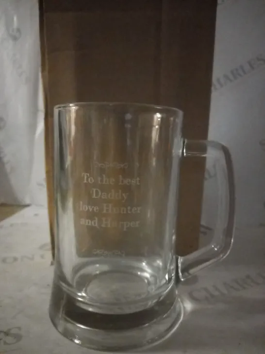 PERSONALISED DECROTIVE GLASS TANKARD - BOXED RRP £15.99