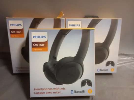 LOT OF 3 PHILIPS ON-EAR 200 SERIES WIRELESS HEADPHONES