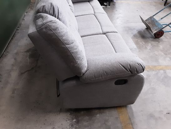 DESIGNER GREY FABRIC 3-SEATER MANUAL RECLINE SOFA - MISSING ONE SIDE PIECE