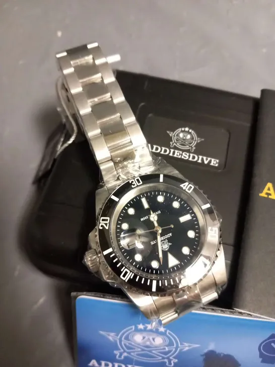 BOXED ADDIESDIVE DEEP SEA HUNTER STAINLESS STEEL WRIST WATCH