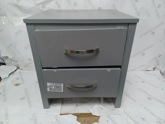 GREY 2-DRAWER BEDSIDE CABINET / COLLECTION ONLY