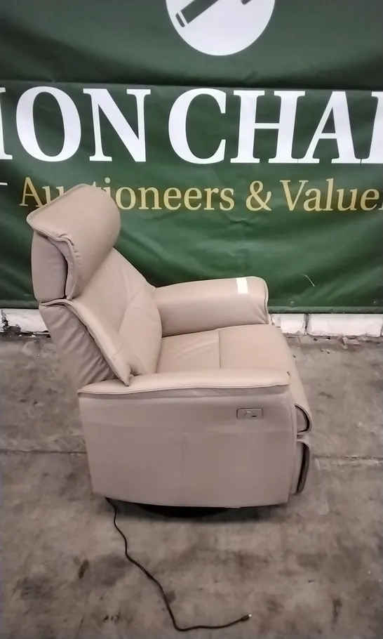 QUALITY BRITISH DESIGNED & MANUFACTURED G PLAN MALMO LARGE POWER RECLINER CHAIR CAMBRIDGE TAUPE LEATHER