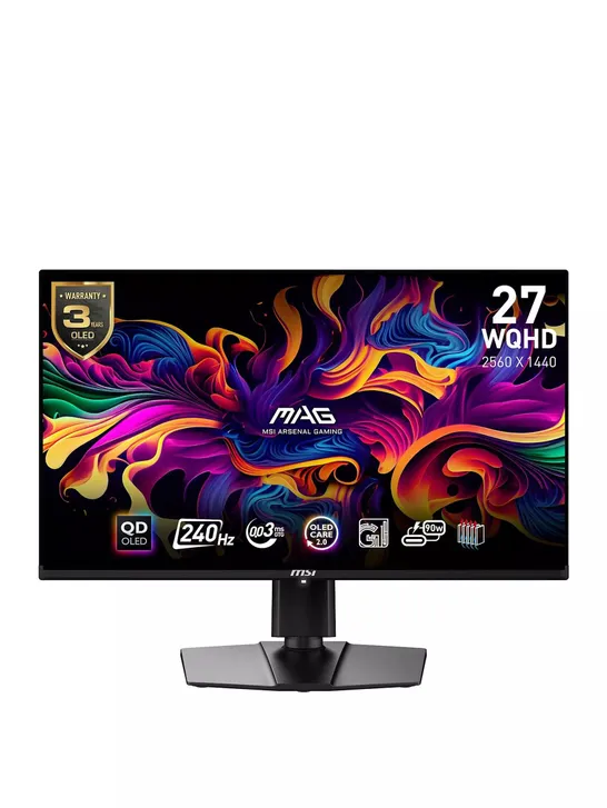 BOXED MSI MAG 271QPX QD-OLED E2 27-INCH, WQHD, 240HZ, ADAPTIVE-SYNC GAMING MONITOR RRP £749