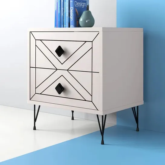 BOXED CHENOWETH 2 DRAWER BEDSIDE TABLE