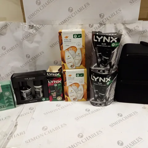 APPROXIMATELY 12 ASSORTED BOXSETS TO INCLUDE LYNX AFRICA, DOVE BODY WASH COLLECTION, AND THE BODY SHOP POWERFULLY PURIFYING 
