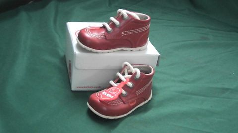 KICKERS KICK HIGH RED LEATHER BOOTS9-12 MONTH