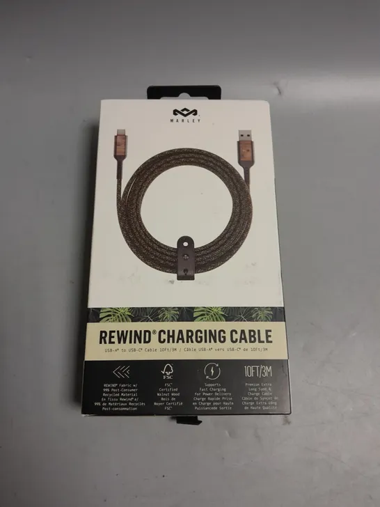 BOXED BOB MARLEY REWIND CHARGING CABLE USB-A TO USB-C 10FT/3M