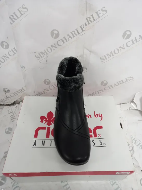 BOXED RIEKER FUR CUFF BOOTS, BLACK - SIZE 6.5