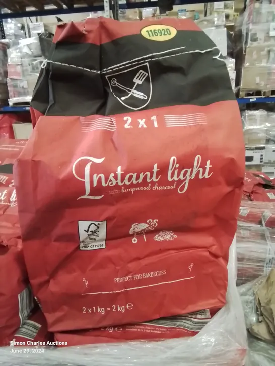 A PALLET TO CONTAIN APPROXIMATELY 130 X 2 IN 1 INSTANT LIGHT CHARCOAL BAGS 