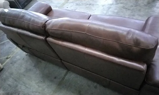 QUALITY ITALIAN DESIGNER GRADO TAN LEATHER POWER RECLINER LARGE SOFA