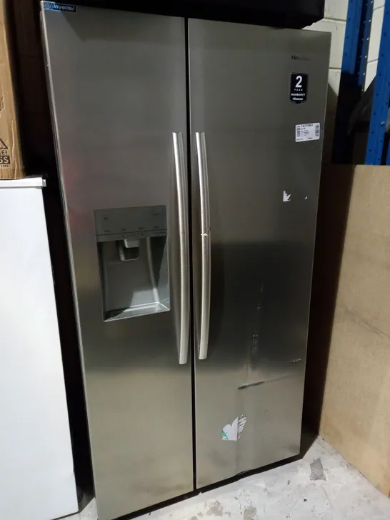 HISENSE DOUBLE-DOOR, FREESTANDING FRIDGE FREEZER WITH ICE AND WATER DISPENSER - COLLECTION ONLY