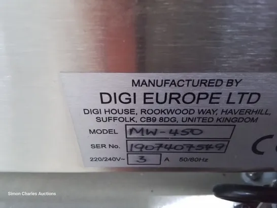 DIGI EUROPE COUNTERTOP TRAY WRAPPING MACHINE - STAINLESS STEEL - MODEL MW450 - 240V