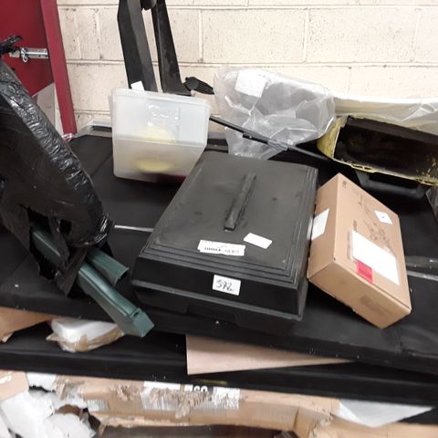 PALLET OF ASSORTED FURNITURE PARTS, PRESSURE WASHER PARTS AND MONITOR WALL MOUNT