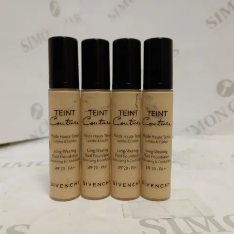 LOT OF 4 GIVENCHY TEINT COUTURE LONG WEARING FLUID FOUNDATION IN ELEGANT PORCELAIN (4 X 10ML)