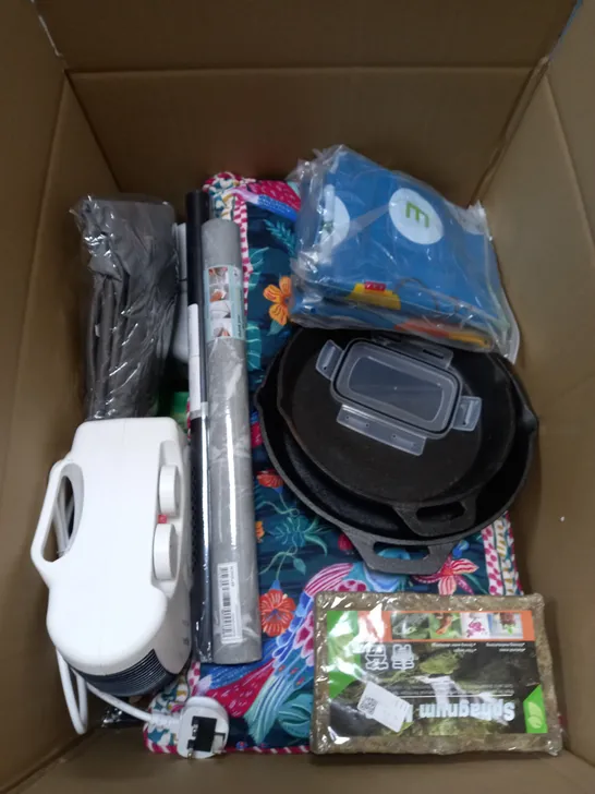 BOX OF APROXIMATELY 20 ASSORTED HOUSEHOLD ITEMS TO INCLUDE SPORTS GEAR , STICKER SETS , SIMMER RING 