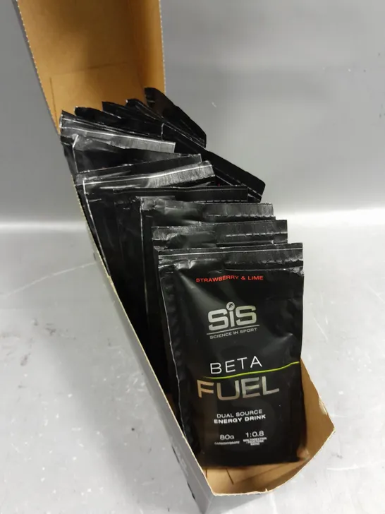 BOXED SIS BETA FUEL DUAL SOURCE ENERGY DRINK - 15 X 82G - STRAWBERRY & LIME 