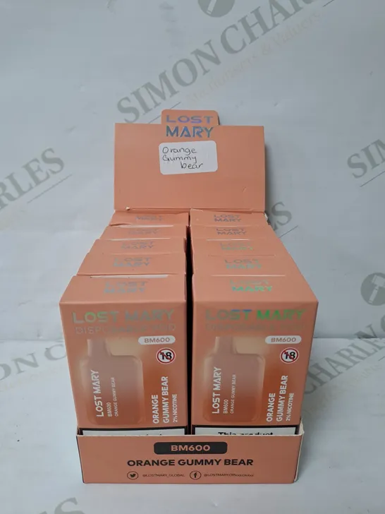 BOX OF 10 LOST MARY DISPOSABLE PODS ORANGE GUMMY BEAR