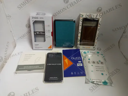 BOX OF APPROX 10 ITEMS TO INCLUDE ASSORTED PHONE/TABLET CASES AND SCREEN PROTECTORS FOR VARIOUS MODELS