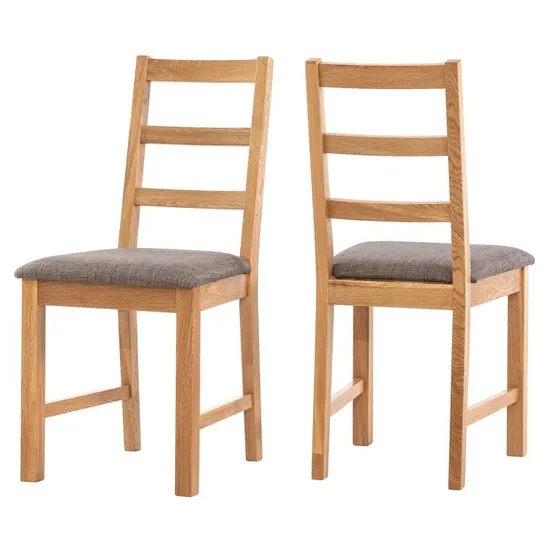 BOXED LINEN LADDER BACK SIDE CHAIR IN STEEL GREY - SET OF 2 (1 BOX)