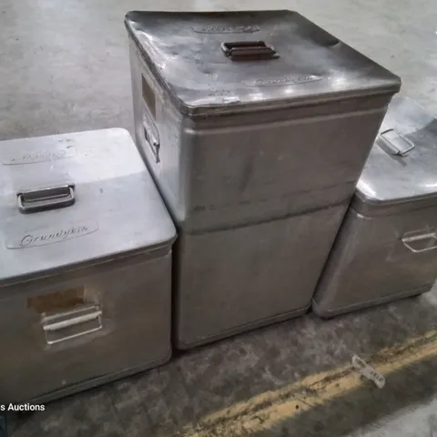 THREE METAL WHEELED GRUNDYBINS