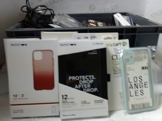 LOT OF APPROXIMATELY 35 ASSORTED PHONE CASES, SCREEN PROTECTORS, CABLES ETC