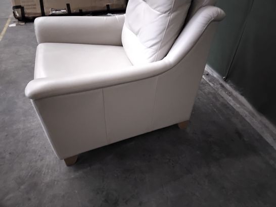 QUALITY G PLAN HEPWORTH OXFORD CHALK LEATHER FIXED EASY CHAIR