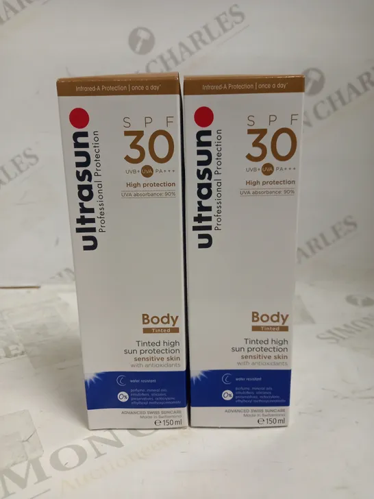 LOT OF APPROXIMATELY 22 ULTRASUN TINTED HIGH SUN PROTECTION SPF 30 (22 X 150ML)