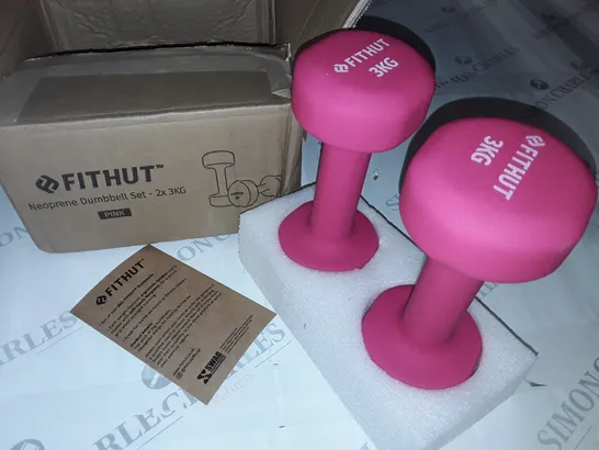 FITHUT NEOPRENE DUMBBELL SET IN PINK - 2 X 3KG