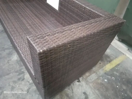 DESIGNER BROWN RATTAN THREE SEATER SOFA 