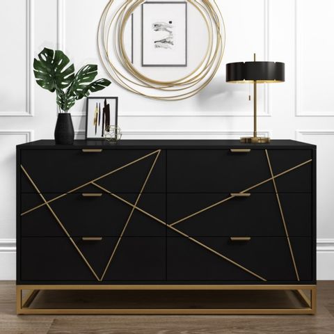 BOXED ZHARA 6 DRAWER CHEST IN BLACK 