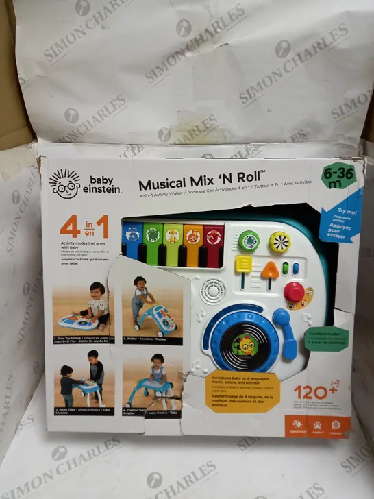 BOXED BABY EINSTEIN MUSICAL MIX 'N ROLL ACTIVITY WALKER 