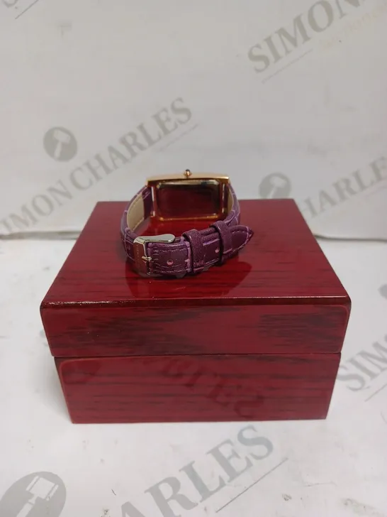 LADIES STOCKWELL WATCH – TEXTURED DIAL WITH SUB DIAL MINUTE HAND – PURPLE LEATHER STRAP 