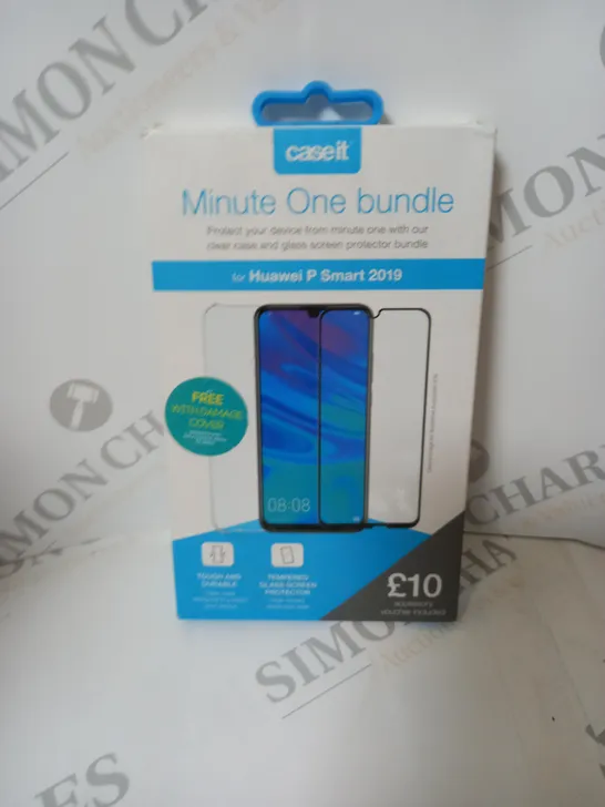 3 MINUTE ONE PREMIUM BUNDLE OF CLEAR CASE AND GLASS SCREEN PROTECTOR FOR HUAWEI P SMART 2019