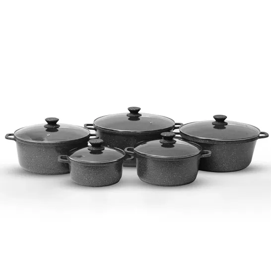 A BOXED 5-PIECE NON-STICK ALUMINIUM COOKWARE SET