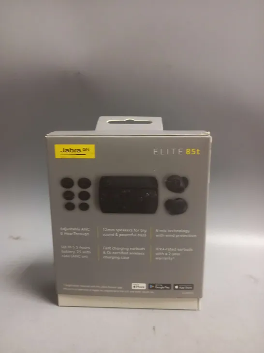 BOXED JABRA GN ELITE 85T NOISE CANCELLATION EARBUDS IN BLACK