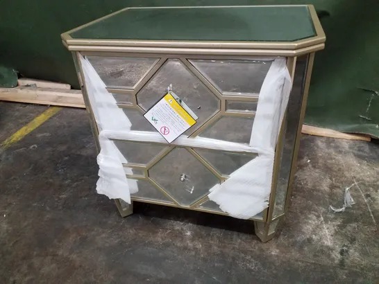 MIRRORED 2 DRAWER BEDSIDE TABLE