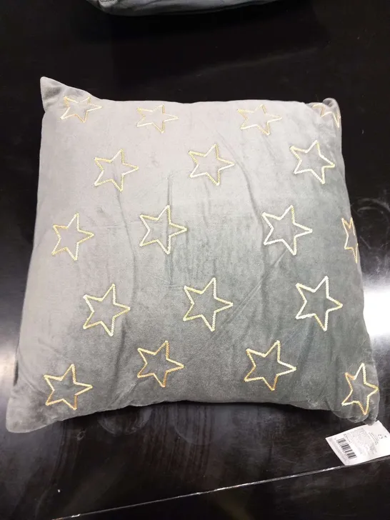 TWELVE BRAND NEW EMBROIDERED STAR GREY CUSHIONS 45 X 45CM