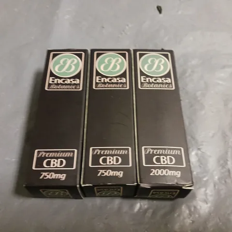 LOT OF 3 ENCASA BOTANICS PREMIUM CBD INCLUDES 2X 750MG AND 1X 2000MG