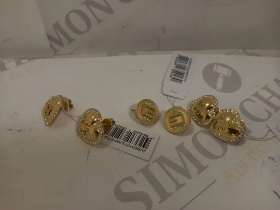 LOT OF APPROXIMATELY 5 ASSORTED JEWELLERY ITEMS TO INCLUDE GUESS THAT'S AMORE LADIES STUD EARRINGS, GUESS G SOLITAIRE LADIES STUD EARRINGS, GUESS THAT'S AMORE LADIES STUD EARRINGS, ETC