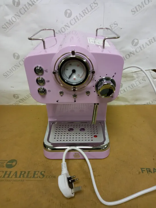 SWAN RETRO PUMP ESPRESSO COFFEE MACHINE, PINK