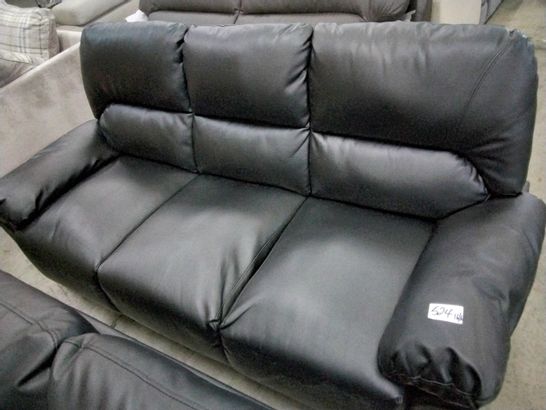 DESIGNER BLACK LEATHER FIXED THREE SEATER SOFA 