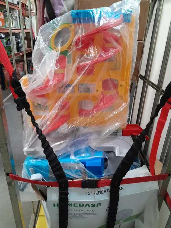 CAGE OF APPROXIMATELY 10 ASSORTED HOUSEHOLD ITEMS TO INCLUDE FIRST STEP BABY WALKER, ETC - COLLECTION ONLY