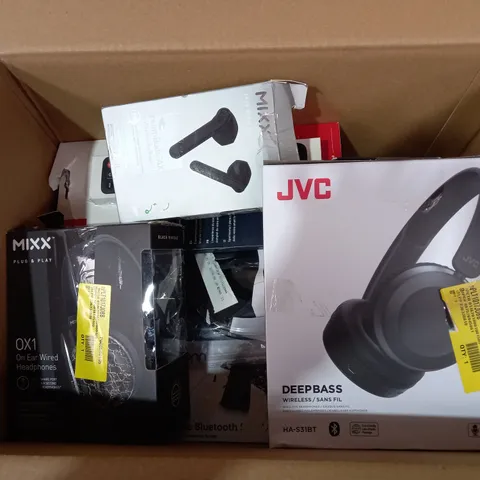 LOT OF APPROX. 15 X ITEMS TO INCLUDE JVC HA-S31BT WIRELESS HEADPHONES, MIXX STREAMBUDS AX WIRELESS EARBUDS,  MIXX 0X1 WIRED HEADPHONES, ONE FOR ALL REPLACEMENT REMOTE FOR LG TELEVISIONS, ON AIR HALO S